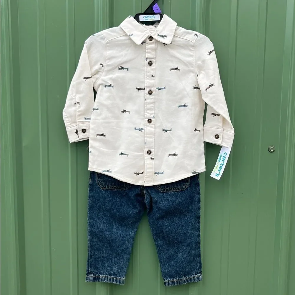 Graphic Hoodies & Pants 4, 2-Piece Sets & Button Down Shirt & Jeans Size 12M